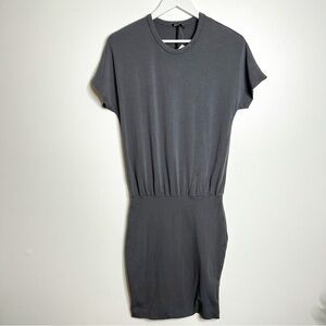 Monrow Gray Short Sleeve Shirred Mini Dress, XS